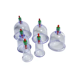 Medische vacuüm cupping sets 6 cups met handvat cupping hijama set verkopen in Arabisch of Engels