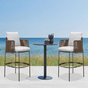 Nordic Rope Rattan aluminum Waterproof Dinning <b>Chair</b> Patio Restaurant Aluminium <b>Stackable</b> Outdoor bar <b>Chair</b> for Garden hotel - Product Image 1