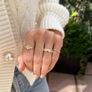 Milskye 925 Sterling <strong>Silver</strong> Jewelry Letter <strong>Signet</strong> Minimalist <strong>Ring</strong> <strong>Men</strong> Woman - Product Image 2