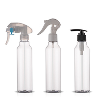 Bouteilles en plastique rondes de 200 ml (6,6 oz) pour spray d'ambiance, flacons vides personnalisés avec pompe à gâchette pour lotion et nettoyage