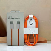 Kabel Data 1M Tipe-C ke Tipe-C Berbahan Nilon Kepang dengan Pengisian Cepat PD60W untuk Perangkat Ponsel Warna Oranye