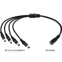 Cable divisor de alimentación CC tipo Y de 1 a 2 conectores duales macho/hembra de 5.5*2.1/5525 para CCTV, LED y router
