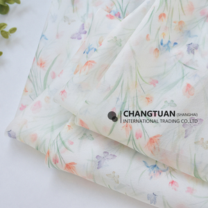 Yeni tasarım çiçek desenleri şeffaf şifon <span class=keywords><strong>Saree</strong></span> baskı ipek organze kumaş elbise malzeme - Product Image 5