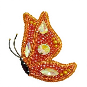 Meilleur collier personnalisé romantique bohème en perles de rocaille, longue pendentif aile de papillon orange, accessoires tendance pour femme, cadeau de mariage parfait - Product Image 1