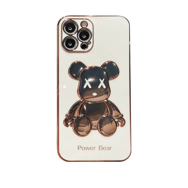 For iPhone 13 Pro Max 12 Fashion Cartoon Cover Luxury Three-dimensional Electroplating Violent Bear Phone Case Mobile Phone Case