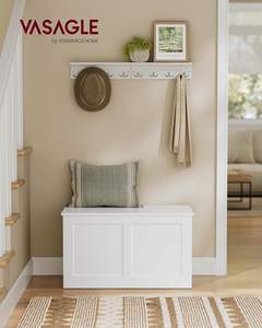 <span class=keywords><strong>Coffre</strong></span> de rangement en bois 15.7x31.5x18.1 pouces <span class=keywords><strong>Style</strong></span> ferme 2 charnières de sécurité banc de rangement pour entrée chambre salon - Product Image 3