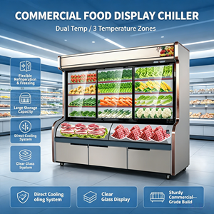 Réfrigérateur de présentation à refroidissement direct grande capacité, <span class=keywords><strong>congélateur</strong></span> trois zones pour les professionnels de la restauration (BBQ et fritures) - Product Image 1