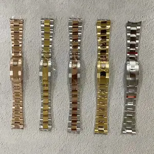 Marca de calidad medio brillante 904L de acero inoxidable reloj 20mm, 20mm reloj Banda, para reemplazar casual de correa para el día-tona correa de hebilla desplegable