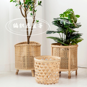 Panier à fleurs tissé en rotin <span class=keywords><strong>support</strong></span> tissé en bambou pour bonsaï plantes balcon succulent vert radis présentoir au sol pour - Product Image 6