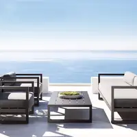 Mobiliário de metal exterior, sofá de metal aberto simples moderno ao ar livre sofá de mesa de café combinação hotel jardim conjunto de jardim