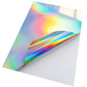 <span class=keywords><strong>Papel</strong></span> Adhesivo Holográfico Plateado Brillante Texturizado Arcoíris, Resistente al Agua, Tamaño A4, <span class=keywords><strong>para</strong></span> Impresión de Inyección de Tinta, Hecho de PP - Product Image 1