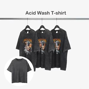 เสื้อยืดผ้าฝ้ายวินเทจสำหรับผู้ชายและผู้หญิงเสื้อยืดผ้าฝ้ายพิมพ์ลายดิจิทัล DTG น้ำหนักมากไม่มีลายแบบกำหนดเอง - Product Image 3