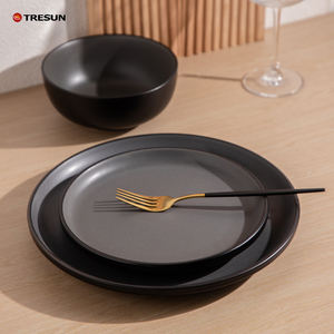 Juego de Vajilla Personalizado para Restaurante, Platos y Tazones Negros y Marrones Esmerilados para Sopa, Duraderos y en Stock - Product Image 3