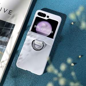 สำหรับ Samsung Z เคสโทรศัพท์แบบมีห่วงใส่ป้องกันการขีดข่วนพับได้สำหรับ <span class=keywords><strong>Galaxy</strong></span> <span class=keywords><strong>ZFlip3</strong></span> 4สัมผัสผิวฝาหลังเคสตั้งแหวนพับ - Product Image 4