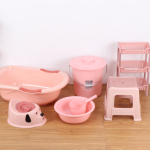 OEM/ODM-Juego de bañera de plástico para bebé, cubo de agua para lavabo, cuchara, silla, orinal, cesta de lavandería, estante - Product Image 2