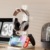 MQ Multifunktionaler Spielcontroller-Halter mit Over-Ear-Kopfhörerhalterung, Kreatives 2-in-1 Desktop-Aufbewahrungsregal für Gaming-Zubehör