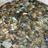 Sous-verre rond en Labradorite naturelle Spécimen minéral en cristal Autre produit d'artisanat en cristal