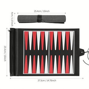 Pu Leather Strategy Game Roll up <b>Board</b> Games Portable Travel <b>Backgammon</b> for Companion - Product Image 4