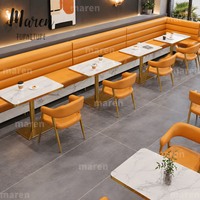 Chaises de restaurant en marbre pour café moderne, ensemble table et banquette, mobilier écologique et durable