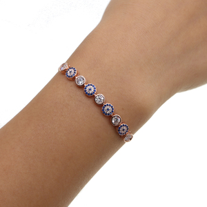 Colorful Cz Paved Eye Link Chain Silver Gold Plated Bezel 5A Cz Diamond Girl Women Fashion Turkish Evil Eye <strong>Adjust</strong> <strong>Bracelet</strong> - Product Image 6