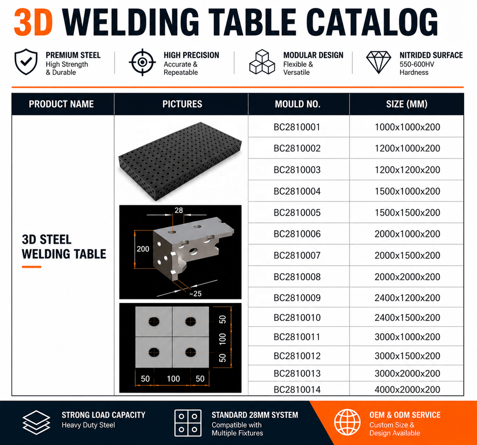 Htmltable Cv Nitrided Steel Welding Bench D28 D16 3D Modular Fixture Table for ...