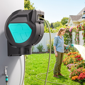 Enrouleur de tuyau d'arrosage léger et portable <span class=keywords><strong>en</strong></span> plastique certifié CNS avec support mural pour l'entretien des petits jardins - Product Image 2