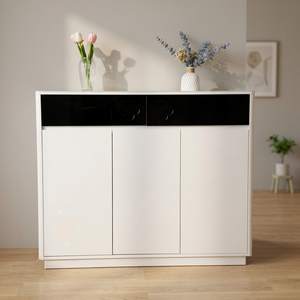Modern Freestanding <b>Shoe</b> Cabinet White Plastic <b>Storage</b> Console Minimalist Design for Living Room Home Furniture - Product Image 2