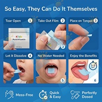 Film Dissoluble Oral Multivitaminé pour Enfants Marque Blanche avec Oméga 3 DHA, 30 Bandes, Sans Sucre, Fournisseur d'Usine de Suppléments OEM ODM