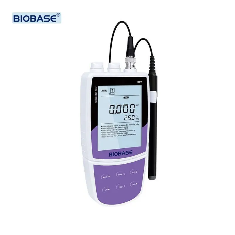 BIOBASE ChinaポータブルpH/lonメーターイオン濃度、mV、自動読み取り機能付き温度