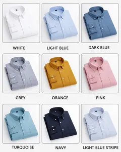 RTS vente en gros, chemise homme personnalisée 100% BCI coton Oxford 17 couleurs Options col montant manches longues chemise décontractée homme