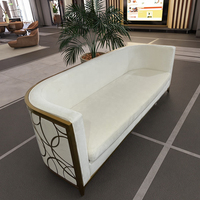 Canapé en velours argenté, design moderne, ensemble de canapés de bureau, acier inoxydable, mobilier de réception d'hôtel écologique avec motif rond