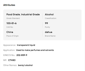 Alcohol Bencílico de Grado Alimenticio Industrial CAS 100-51-6 para Disolvente, Fijador de Perfume, Materia Prima - Product Image 6