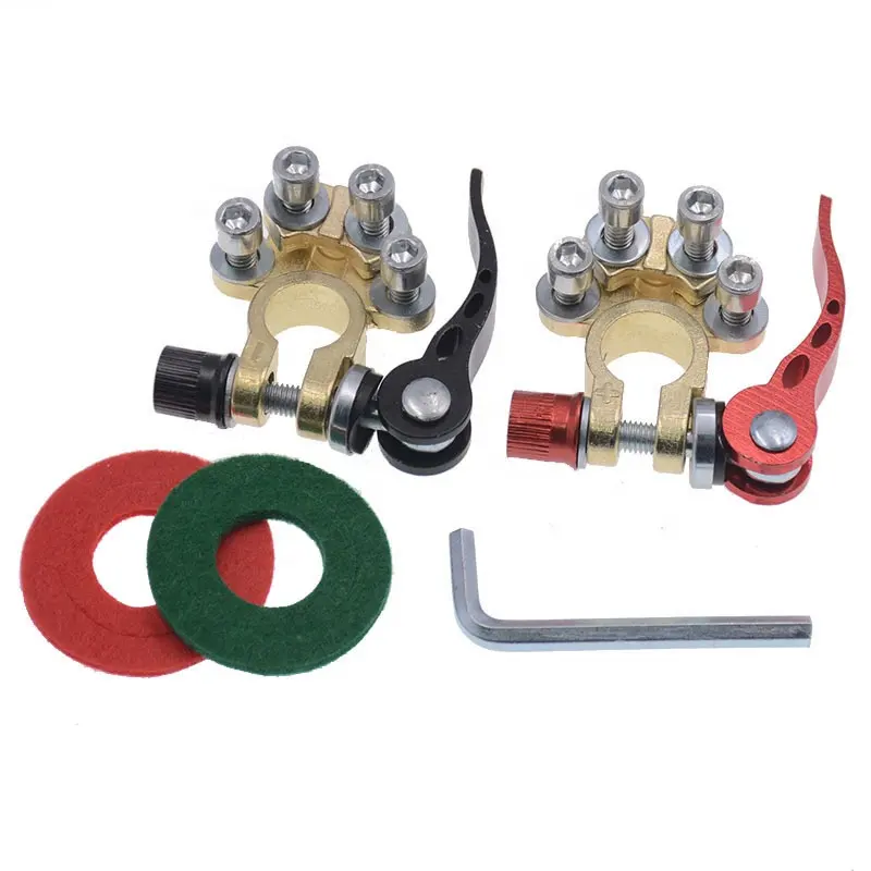 1 Pair 12V 24VWire Cable Clamp Quick Release Terminal Connectors Copper Clip Screw Car Battery Post Terminal Clamp
