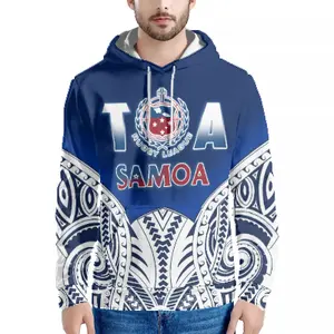 싼 Polynesian Elei 부족 TOA SAMOA 디자인 사용자 정의 남성 캐주얼 하라주쿠 긴 소매 후드 티 셔츠