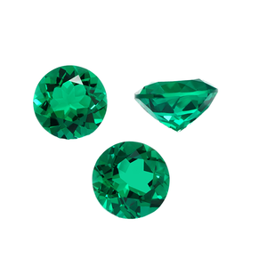 Esmeralda Colombiana de 5mm-10mm, Corte Brillante Redondo, Esmeralda Sintética Cultivada en Laboratorio, Certificada por Terceros - Product Image 1