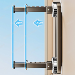 Porte-vêtements mural pliable et télescopique à double barre avec ventouse pour chambre à coucher - Product Image 3