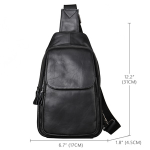 Marunte - Bolso de Pecho de Cuero Genuino para <span class=keywords><strong>Hombre</strong></span>, Bolso Bandolera de Alta Gama, Estilo Casual Europeo Americano Retro - Product Image 4