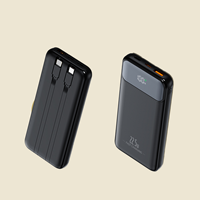 Baterai Portabel 10000/20000mAh PD 22.5W Pengisian Cepat Layar LED Kabel Terintegrasi Senter Ganda Pengisi Daya Portabel Hadiah Ponsel