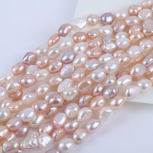 Cuentas de Perlas de Agua Dulce Naturales de Doble Cara, Blancas y Púrpuras, de 8-9 mm, con Orificio Recto, para Hacer Pulseras, Perlas Sueltas de Zhuji - Product Image 3