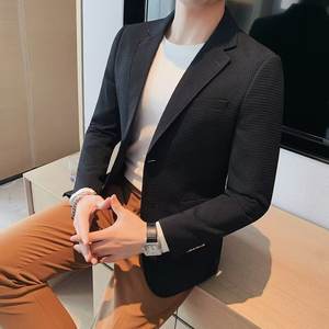 <strong>Men's</strong> Premium British Slim Fit Blazer Wrinkle Resistant Single Breasted Business Casual Office Wear Tailored Modern <strong>Suit</strong> Jacket - Product Image 5