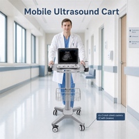 Chariot médical à ultrasons en aluminium de qualité aéronautique avec panier et deux supports pour sondes