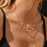 Collier tendance Meetyoo en acier inoxydable avec pendentif en zircon cubique, plaqué or 18 carats PVD, résistant à l'eau, bijoux pour femmes, sans ternissement
