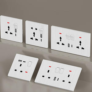 TEP L8 Double interrupteur mural et prise 13A avec voyant néon, prise électrique avec voyant, en PC brossé, prise de sécurité - Product Image 3