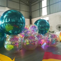 Ballon gonflable géant en PVC à double couche, effet miroir argenté, réfléchissant, pour mariage, Halloween et Noël
