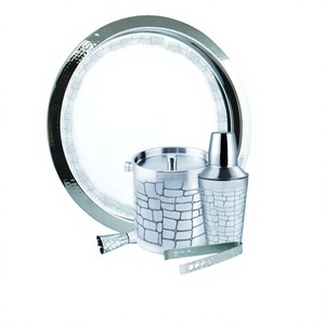 Unique Design Stainless Steel <b>Bar</b> ware Set Including <b>Bar</b> Tray Cocktail Shaker Wine Cooler in Silver Color - Product Image 1