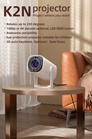 Projecteur portable intelligent Yinzam K2 avec écran LCD, 250 lumens, prise en charge 1080P 4K, Android 11 8 Go, haut-parleur intégré pour la maison, le bureau et le camping