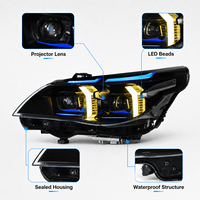 Feux avant à LED pour BMW E60 Série 5 (2003-2010) avec lentille de projecteur, feux de jour et clignotants dynamiques – Kit de modernisation des phares