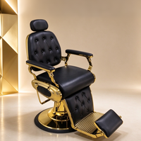 Meilleures ventes - Chaise de barbier hydraulique inclinable à dossier capitonné de style rétro classique pour salon de coiffure professionnel