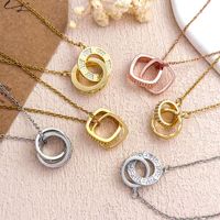 Collier double anneau en zircon fin, plaqué or véritable sur cuivre, avec chaînes en bambou, accessoires sportifs pour femme, ensemble cadeau tendance