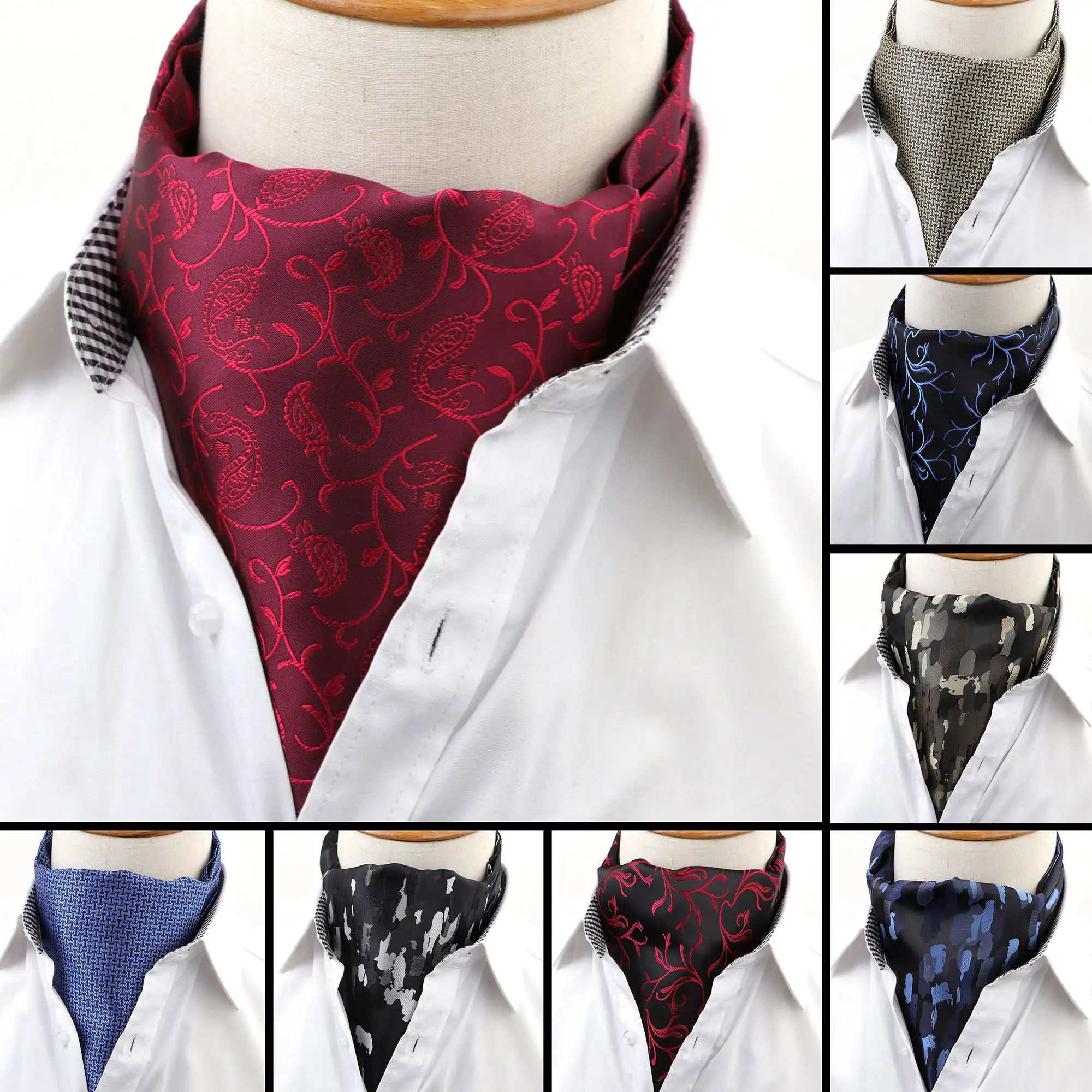 पुरुषों की विंटेज लक्जरी पोल्का फूल शादी नेकटाई औपचारिक Cravat एस्कॉट कुचलना स्वयं ब्रिटिश शैली सज्जन पॉलिएस्टर गर्दन टाई
